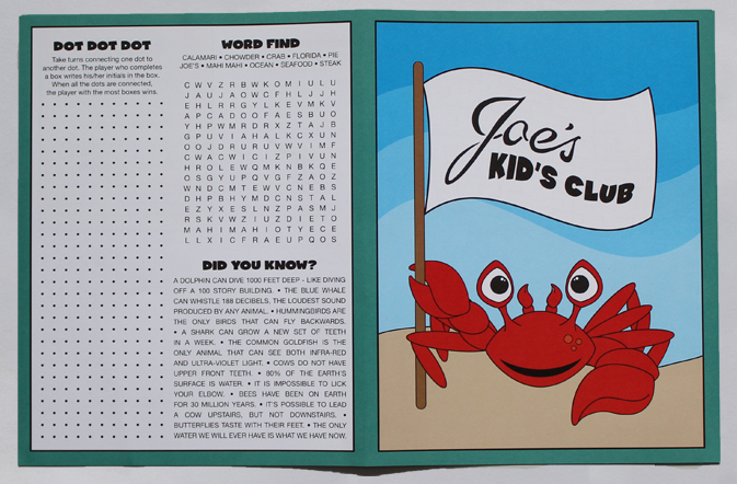 Joe's kids menu